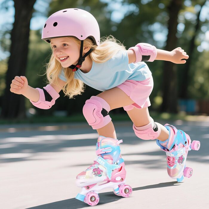 Дитячі роликові ковзани - Регульовані роликові ковзани для дівчаток та хлопчиків, Дихаючі дитячі роликові ковзани, 4 розміри з регулюванням, Дитячі роликові ковзани для дівчаток, хлопчиків, дітей, початківців, для використання в приміщенні та на вулиці, M