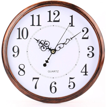 Настінний годинник Tosnail 12 дюймів без звуку цокання, ретро вінтажний стиль, на батарейках, прикраса для вітальні, дому, кухні,