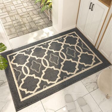 Килимок CHICHIC для вбирання бруду 80 x 120 см, килимок для внутрішніх дверей, нековзний та придатний для прання в пральній машині, водопоглинаючий, килимок для очищення вхідних дверей, коридору та вхідної зони, сірий, 80 x 120 см (прямокутний)