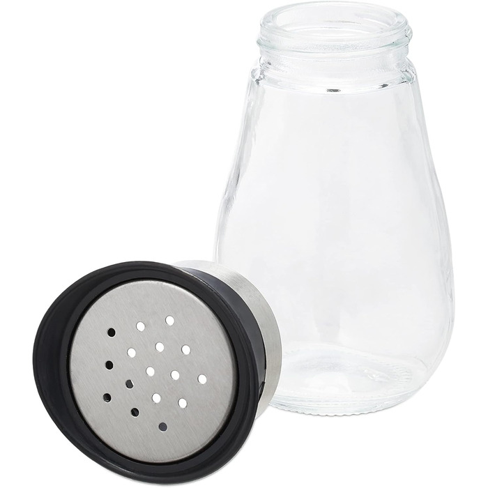 Карусель для спецій Relaxdays, 12 банок для спецій, обертається на 360, нержавіюча сталь, скло, ВxГ 31 x 18 см, підставка для спецій, сріблясто-чорна