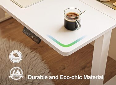 Електричний стіл FEZIBO з регульованою висотою та портами зарядки USB-A та USB-C, 120 x 60 см, стіл для роботи сидячи та стоячи, білий 120 60 см білий