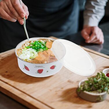 Набір емальованих мисок HOMSFOU з 5 предметів з кришками, мисками для зберігання продуктів та салатницями, 10-18 см, штабелюється, гладка поверхня, універсальний для пасти, супу, фруктів та рису, щоденне використання