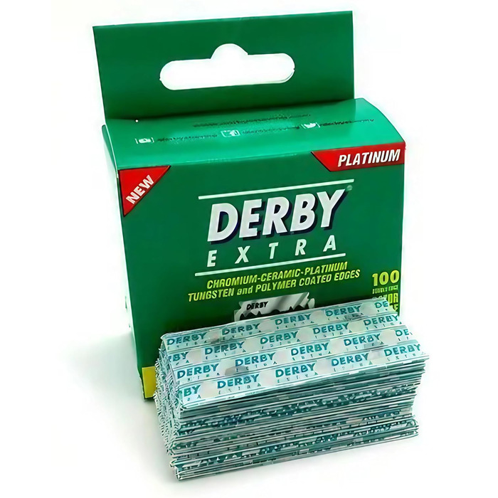 Леза безпечної бритви Derby Extra Double Edge, упаковка із 100 лез