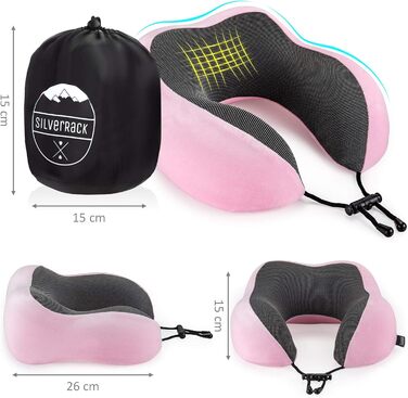 Рожевий Neck Pillow Adults - Neck Pillow Car - Travel Pillow Memory Foam - можна прати (оксамитово-м&39який і дихаючий) - Подушка для літака для спокійних подорожей