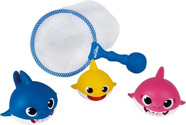 Набір для ванни Baby Shark, 3 шт. (акула, сітка для купання), блакитний, рожевий, жовтий, білий