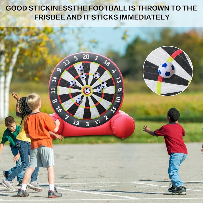 Надувна футбольна мішень для дартсу, надувна футбольна мішень для вулиці з 8 футбольними м&39ячами, гігантська мішень для дротиків для садових спортивних ігор, 10 футів (3 м), червона
