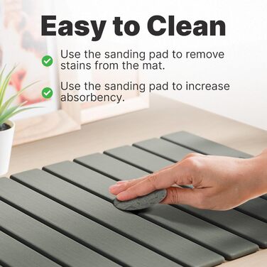 Килимок для душу Minisism у рулоні 60 40 см з діатоміту швидковисихаючий килимок для ванної кімнати діатомітовий камінь, темно-сірий