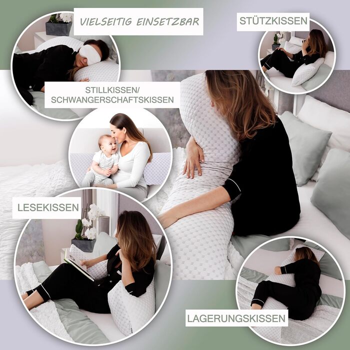 Подушка для сну на боці з чохлом 40 x 145 см - охолоджувальна подушка для вагітних - подушка для годування з піною з ефектом пам&39яті - ортопедична подушка - подушка для вагітних - подушка для тіла - подушка для сну