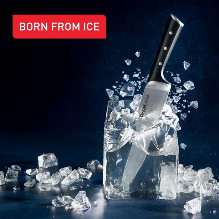Ніж кухарський Tefal Ice Force K23202 лезо 20 см захист від корозії захист рук нержавіюча сталь/чорний 20 см кухарський ніж
