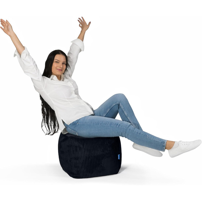 Кут для сидіння Bruni Cubo Cord чорного кольору 40x40x40 см Кут для сидіння Cord, виготовлений у Німеччині, куб для сидіння в приміщенні, пуф для ніг та подушка для підлоги Black Cord