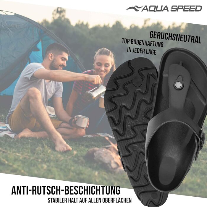 Шльопанці Aqua Speed Monaco Сандалі для купання з EVA для жінок та чоловіків Двостороння щільність, комфорт та стиль, 36 EU, чорний