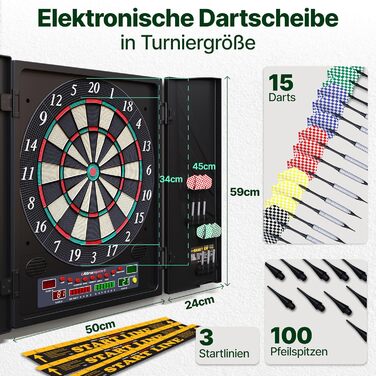Електричний дартс Ultrasport з дверцятами або без, сталеві дротики з пластиковими крильцями для класичного дартс, підходить для вечірок та ігрових вечорів. Мішень для дартс з дверцятами, одинарний.