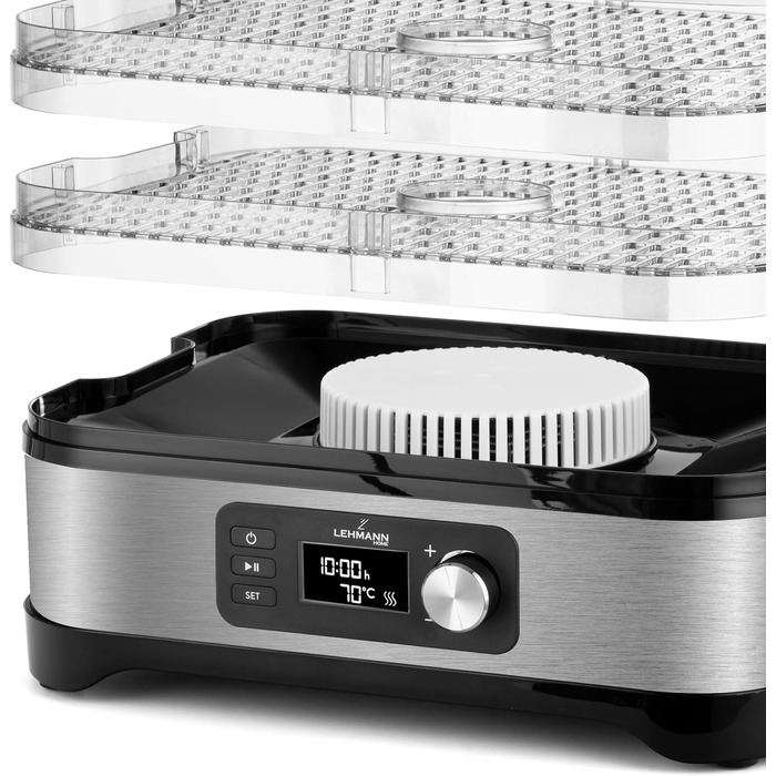 Дегідратор нержавіюча сталь 450W Сушарка для їжі з 5 рівнями дегідратора Дегідратор з регулятором температури 35-70C Сушарка для фруктів, грибів, м'яса, трав, без бісфенолу А, 4525