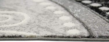 Килим сучасні орнаменти з блискітками сірий чорний крем розмір 200x280 см