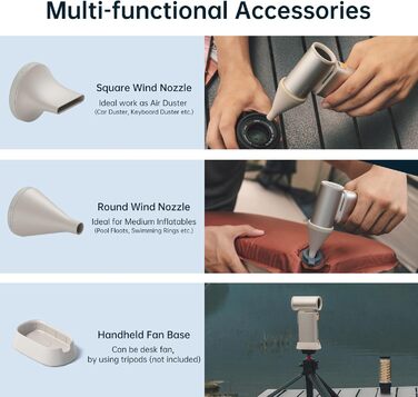 Міні-вентилятор JISULIFE 2-в-1 із функцією Air Duster, потужний транспортний вентилятор, стильний розумний маленький вентилятор, ручні вентилятори 1100 швидкостей, ручні вентилятори зі світлодіодним дисплеєм коричневі