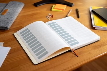 Зошит WORKNOTES у лінійку A4 - Зошит для творчих людей та діячів, 192 перфоровані сторінки, папір, стійкий до чорнил, 100 г/м, тверда обкладинка чорного кольору, включаючи петлю для ручки та кишеню для документів