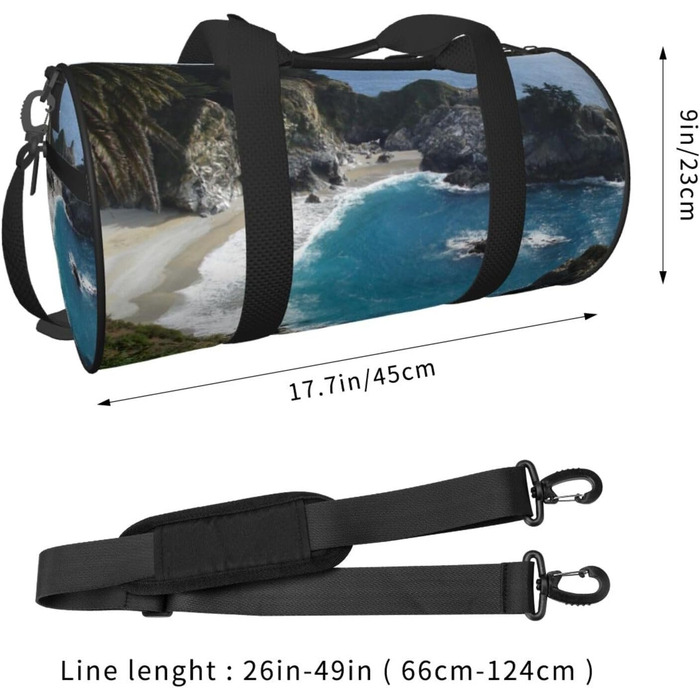 Спортивна сумка, дорожня сумка, пляжна сумка з принтом Водоспад, сумка на нічліг, чорна, універсальний розмір