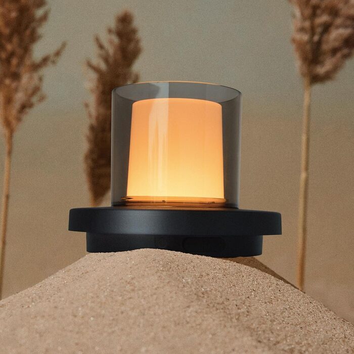 Портативний сонячний світильник для зовнішнього використання, з регульованою яскравістю, вбудовані літієві батареї 1800 мАг, світлодіодний світильник для використання всередині та зовні приміщень, для спальні, вітальні, офісу, для вулиці (Ø 132 x В 100 мм