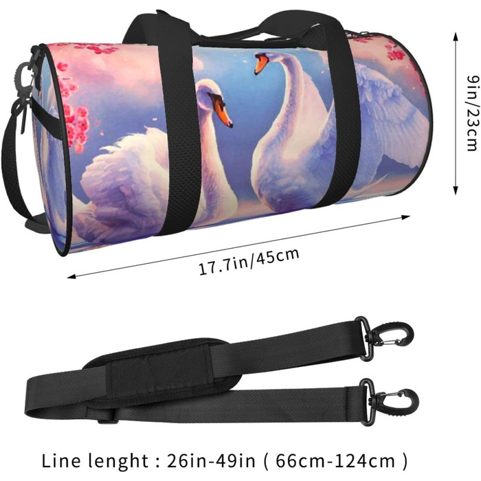 Спортивна сумка, дорожня сумка, біла з принтом рожевих квітів сакури, сумка для подорожей на ніч, чорна, універсальний розмір