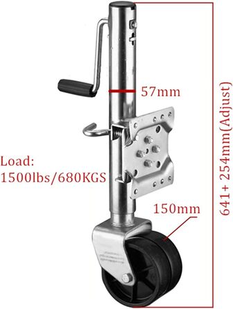 Важкий причіп Домкрат Морський човен Причіп Вантаж домкрата 1500 фунтів 680 кг Ручний домкрат для причепа Направляюче колесо Домкрат RV Направляюче колесо Опора для підйому та опускання будь-якого причепа