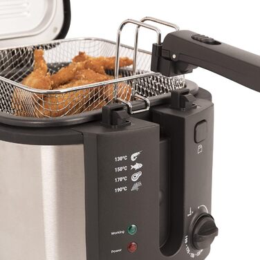 Олійна фритюрниця з сірою прозорою кришкою / 4 попередньо встановлені програми смаження