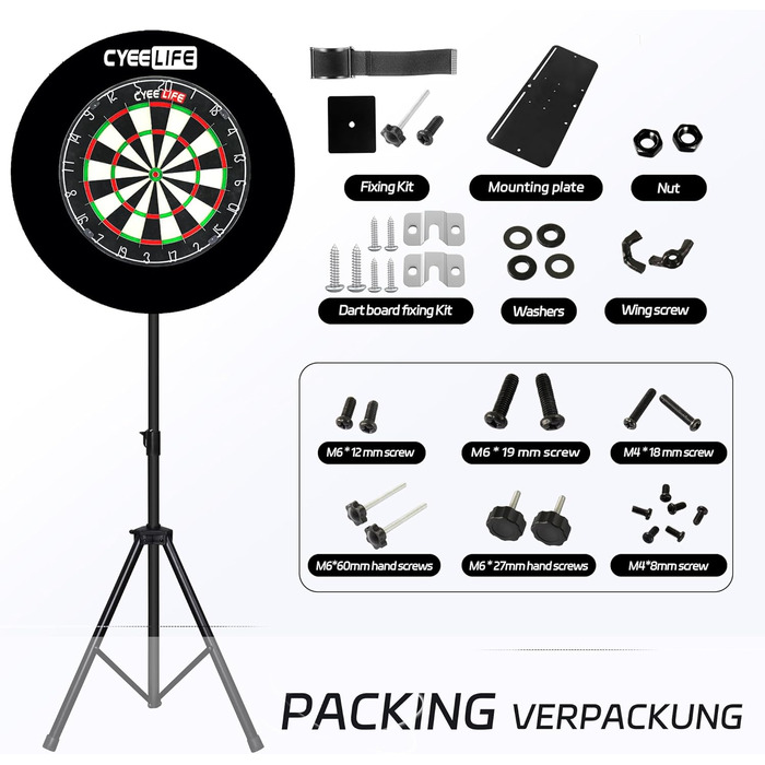 Професійна підставка для мішень для дартсу CyeeLife, мобільна підставка для класичних та електронних мішень для дартсу