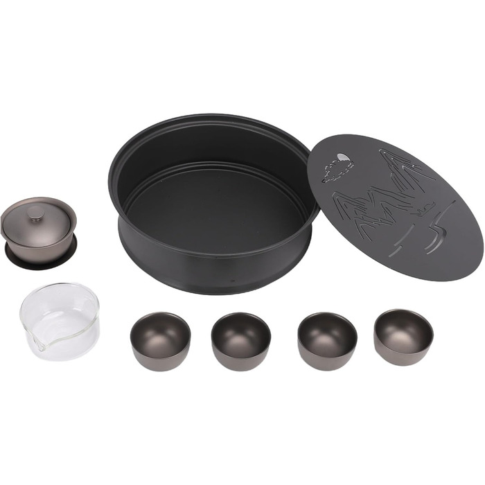 Похідний чайний сервіз Ti, набір міцних чашок для заварювання з дизайном Гірська вода для пікніків, кемпінгу, походів та офісу