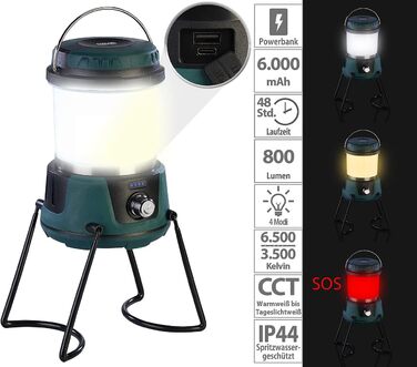 Ліхтар для кемпінгу з зарядним пристроєм 3-в-1 акумуляторний світлодіодний кемпінговий ліхтар до 800 люменів, із зарядним пристроєм, CCT (світлодіодний кемпінговий ліхтар із акумуляторною батареєю для кемпінгу, настільна лампа з батареєю)