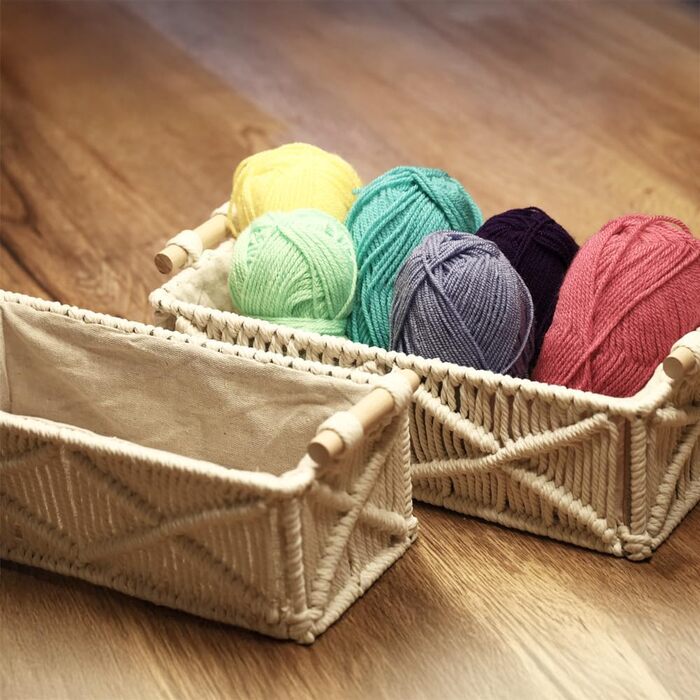 Квадратний кошик для зберігання, плетений, з тканинною підкладкою, білий, комплект з 2 шт.