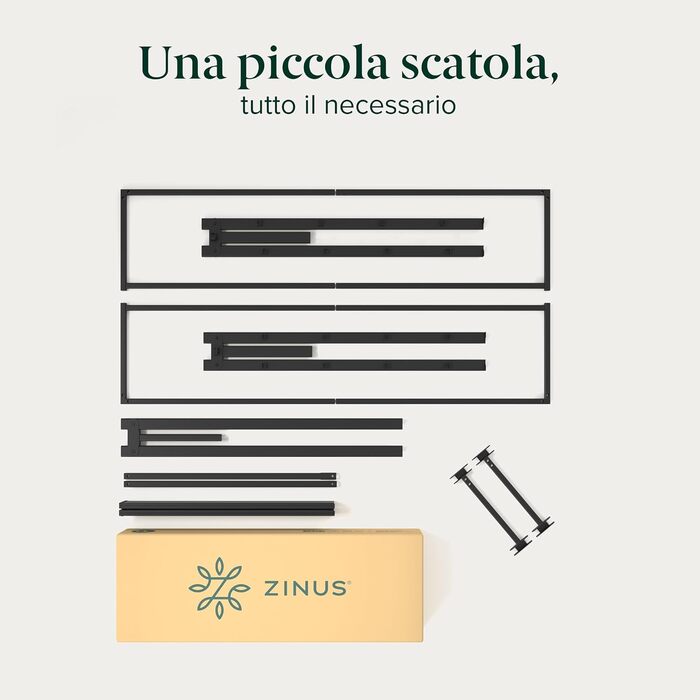 Ліжко Zinus Lorelai 120 x 190 см Каркас ліжка висотою 35,5 см з місцем для зберігання речей під ліжком Ліжко з металевою платформою Чорне