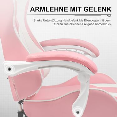 Ігрове крісло GTPLAYER, офісне крісло, масажне ігрове крісло, ергономічне ігрове крісло з підставкою для ніг, підголівником, масажною подушкою для попереку, м&39яке ігрове крісло, обертове крісло, рожеве