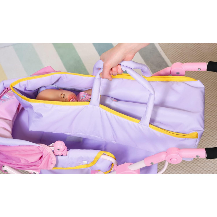 Коляска для ляльок BABY born Deluxe Pram з регульованою висотою ручки та пеленальною сумкою, лялькові аксесуари для ляльок майже б