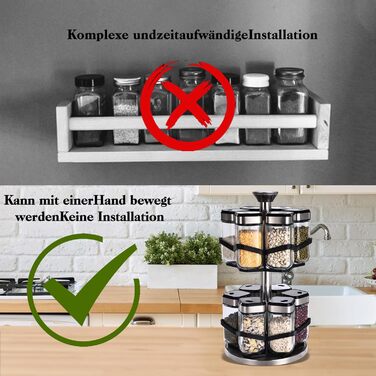 Дворівнева карусель для спецій, що обертається на 360, з 12 банками для спецій об&39ємом 120 мл, годинником на 360 (розмір отвору можна вибрати), обертовою підставкою для спецій, підставкою для спецій з нержавіючої сталі, набір органайзерів для спецій з 1