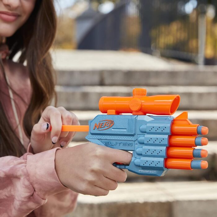 Бластер NERF Elite 2.0 Commander RD-6, 12 дротиків, обертовий барабан на 6 дротиків, вставні рейки Tactical Rail, точки кріплення, різнокольоровий, 6,7 х 36,2 х 24,1 см, для хлопчиків та дівчаток