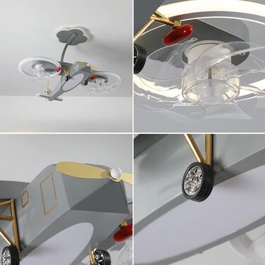 Стельовий світлодіодний світильник PAZWAHF 80 Вт, стельовий вентилятор зі світлодіодним підсвічуванням, регульованою швидкістю віт