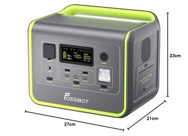 Портативна електростанція FOSSiBOT F800, сонячний генератор 512 Втгод з LiFePO4, виходи змінного струму 800 Вт (піксельна напруга 1600 Вт)/синусоїда 230 В, швидка зарядка 1,5 години, аварійний генератор живлення PD 100 Вт для кемпінгу/кемперів