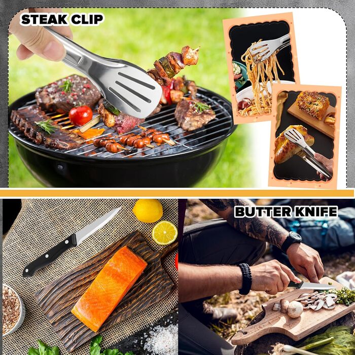 Набір посуду для кемпінгу на 4 особи, набір посуду для активного відпочинку на 22 предмети, столові прибори для кемпінгу з ложкою, виделкою, ножем, затискачем для тарілок, серветки для чищення пікніків, для подорожей (22)