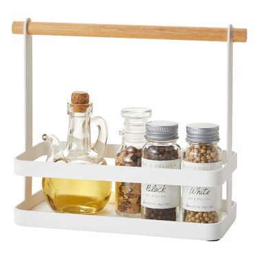 Підставка для спецій Yamazaki 2420 TOSCA, біла, сталь/дерево, мінімалістична, 24 x 10 x 20 см