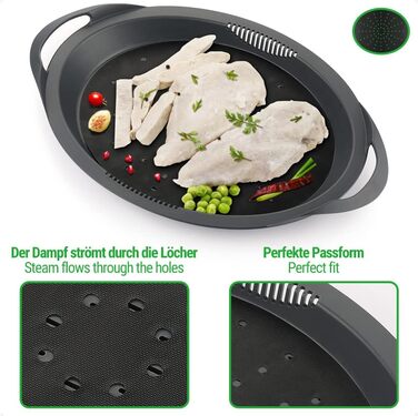 Перманентна фольга для випічки Siegvoll для багаторазового паперу для випічки Thermomix Varoma Shelf Набір з 3 аксесуарів для фольги для випічки Thermomix TM6 TM5 TM31 екологічно чиста та стійка, листи 3 шт. и чорні