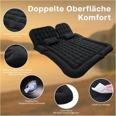 Надувний матрац MMOBIEL для позашляховиків, автомобільний матрац, надувне ліжко для кемпінгу та подорожей - електричний повітряний насос, 2 подушки, ремкомплект та сумка для перенесення кемпінговий матрац для позашляховиків та використання на свіжому пові