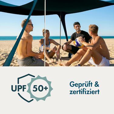 Пляжний намет Sunsail Big Family - пляжний сонцезахисний намет із сертифікованим захистом від ультрафіолету UPF50 (до 6 осіб, колір петролево-синій) 3 метри x 3 метри