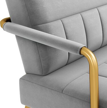 М&39який диван Yaheetech з підлокітниками та металевими ніжками, сучасний двомісний диван з 2 поперековими подушками, двомісний диван для вітальні/спальні, 143,5 см шириною, світло-сірий