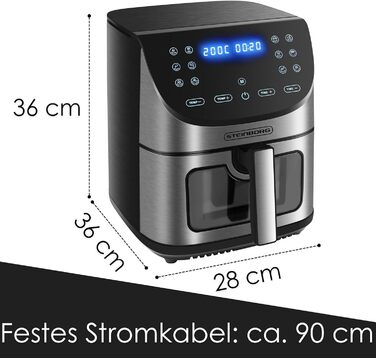 Аерофритюрниця 8 літрів Аерофритюрниця Міні-піч 4 в 1 Фритюрниця Дегідратор Гриль, Запікання, Зневоднення, Смаження Фритюрниця без олії Аерофритюрниця Конвекційна піч Гриль з гарячим повітрям