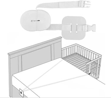 Дитяче ліжко Micoland - Приліжкове ліжко - Дитяче ліжко 120x60 см Трансформоване ліжко з ремінцем та колесами (біле) Біле