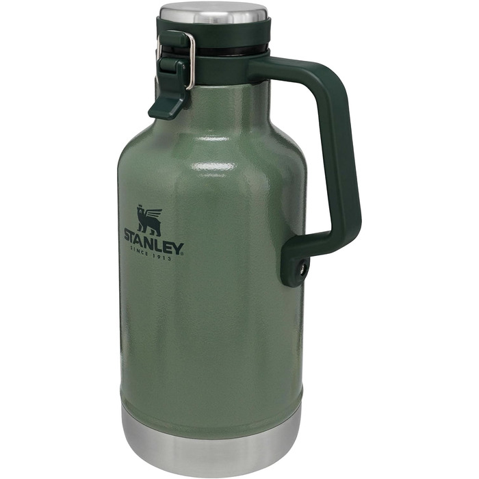 Термос Stanley Classic Easy-Pour Growler 1,9 літра - Зберігає пиво холодним та свіжим протягом 24 годин - Термос з нержавіючої сталі - Герметичний - Можна мити в посудомийній машині - Зелений колір Hammertone