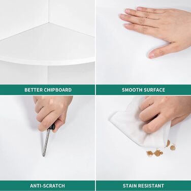 Біла 5-ярусна кутова книжкова полиця 30x30x180 см, Дерев&39яні книжкові полиці, Відкрите місце для зберігання, Книжкові полиці для вітальні, домашнього офісу, Окремостояча кутова полиця Біла* 30Г x 30Ш x 180В см