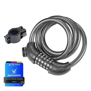 Дитячий велосипедний замок, 120 см, захист від крадіжки, кабельний замок з 5-значним кодом, для велосипедів, мотоциклів, скутерів, чорний. Замок з кодовим механізмом., 1203-12