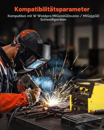 Зварювальний пістолет VEVOR на 200А з кабелем 3 м, сумісний із MIG-апаратами Weldpro MIG200GD, SV200 та MIG155GD, для порошкового, суцільного та алюмінієвого дроту (0,762/0,899 мм)