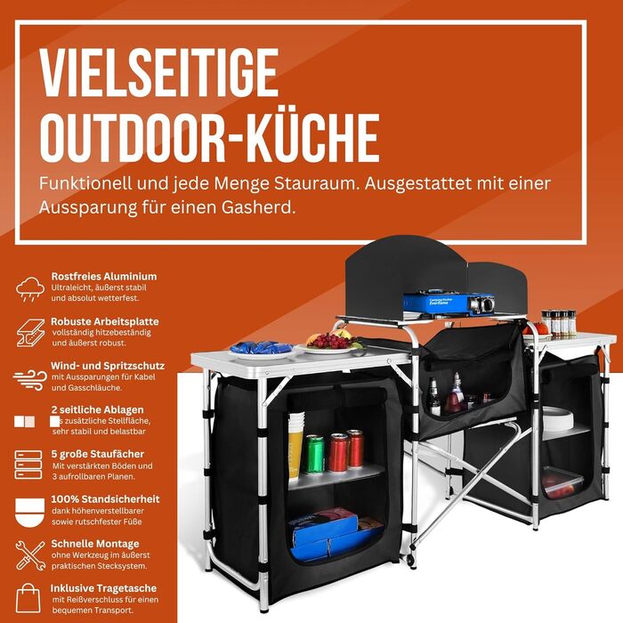 Кемпінгова шафа, кемпінговий тент на відкритому повітрі, кемпінгові меблі, кемпінгова кухня, складна, дорожня кухня, кухонна шафа з робочою поверхнею та відділеннями для зберігання на відкритому повітрі, тент, караван 175x104x52