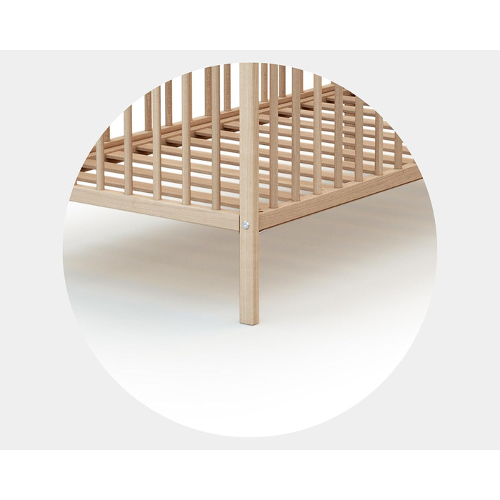 Дерев&39яне дитяче ліжечко 60x120 см, бук, натуральний ONE 124 x 64,5 x 82 см Ліжечко З народження Комфортний сон Рейкова основа Ліжко з перекладинами Регульована рейкова основа 3 рівнів висоти Бежевий